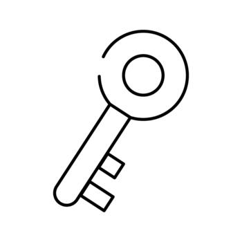 Security key icon representing access and solution outline vector