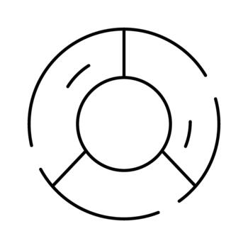 Circular data chart with three sections and central ring vector