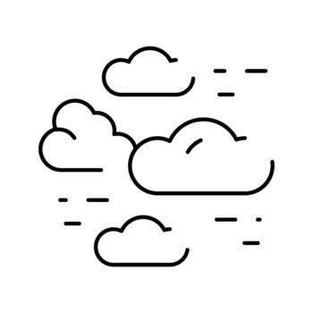 Clouds moving in wind simple line art icon vector