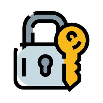 candado y llave simbolizando seguridad, proteccion, y acceso vector