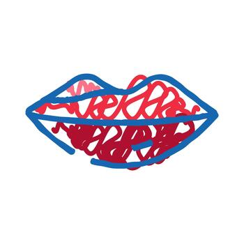 resumen labios dibujo con garabateado líneas vector