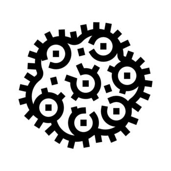 Gears interlocking creating a complex mechanical system icon vector