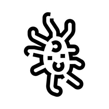 dibujos animados microbio personaje hallazgo un contento solución a gérmenes vector