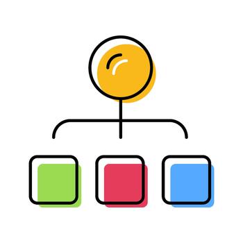 contorno icono representando proceso jerarquía y decisión opciones vector