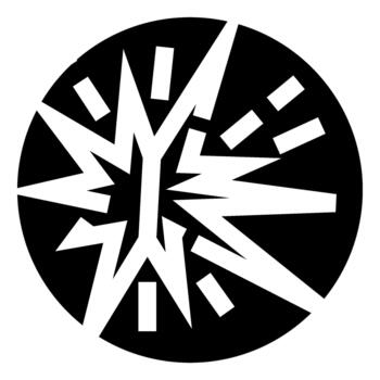 Abstract exploding starburst icon breaking black circle vector