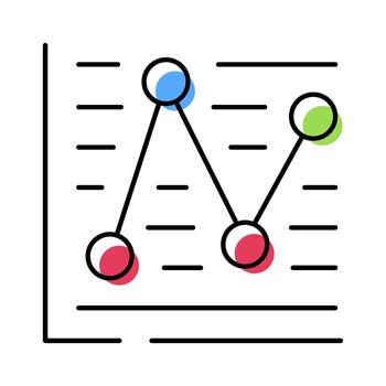 Line chart graphing financial data trend analytics icon vector