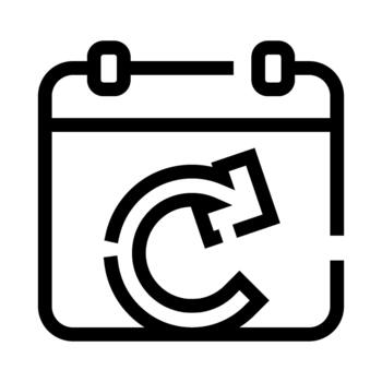Calendar icon showing refresh and recurring schedule symbol vector