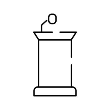 Lectern with microphone representing public speaking and presentation vector