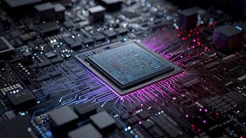 detaljerad se av en modern dator processor och kretsar. video