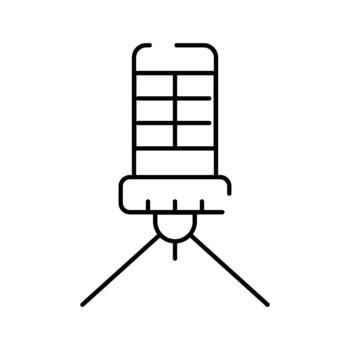 Condenser microphone on a tripod for podcasting and broadcasting vector