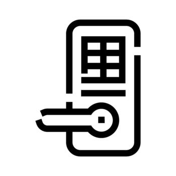Smart door lock access with key and keypad vector