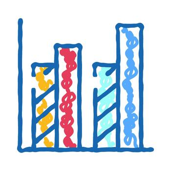 Hand drawn colorful bar chart data graph icon vector