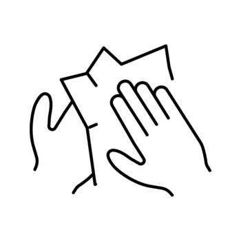 Hands drying using paper paper towel icon vector