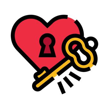 corazón con llave y ojo de cerradura desbloqueo amor vector