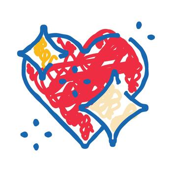 resumen corazón garabatear dibujo con vistoso garabatos vector