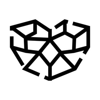 Geometric heart shape breaking apart abstract design vector