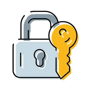 candado y llave representando seguridad y acceso controlar vector
