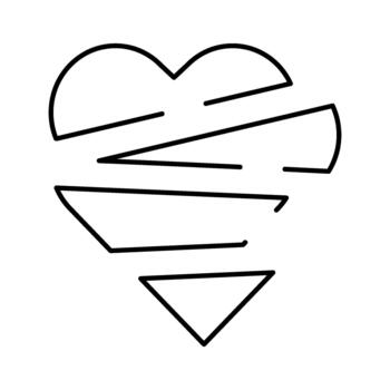 Broken heart concept showing fragmented line art vector