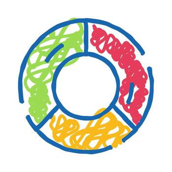 Hand drawn scribbled pie chart for data analysis infographic vector