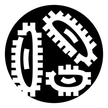 Gears interlocking within a circular machine mechanism icon vector