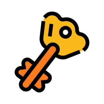 Antique key icon representing security and access solution vector