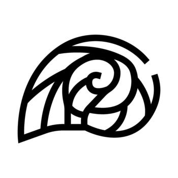 Seashell icon showing abstract spiral minimalist line art vector