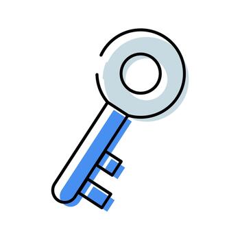 Key icon symbolizing access, security, and solution vector