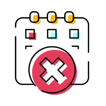 Rescheduling a calendar event displaying a cross mark vector