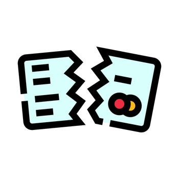 Broken credit card symbol showing financial problems vector