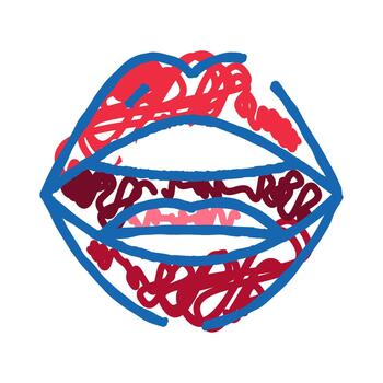 resumen labios dibujo con rojo Escribiendo caos vector