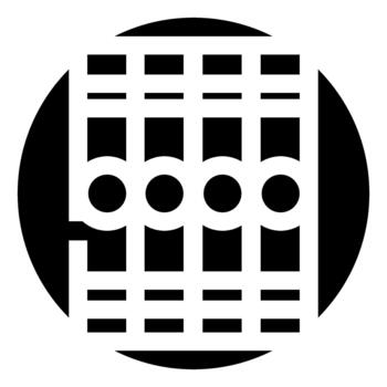 Audio mixer console faders equalizer black icon vector