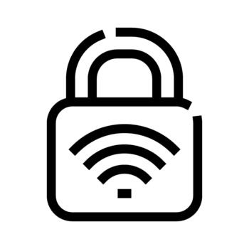 Padlock icon with wifi signal representing network security vector