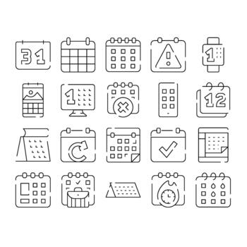 calendario y calendario administración lineal íconos conjunto vector