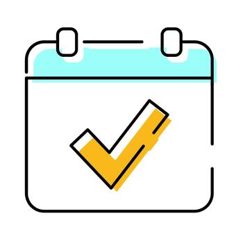 Calendar icon showing marked scheduled appointment completion vector