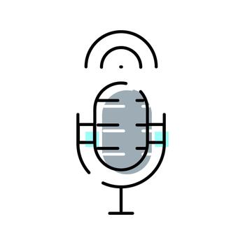 Microphone icon representing podcasting broadcast and audio recording vector