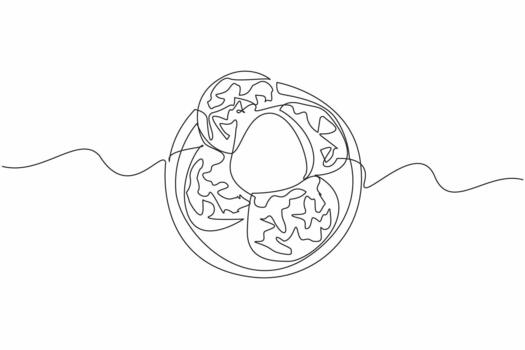 continuo uno línea dibujo un pila de trufas división en dos a el cima. comidas ese Contiene el aroma de nueces o ajo. seta. nacional trufa día. soltero línea dibujar ilustración vector