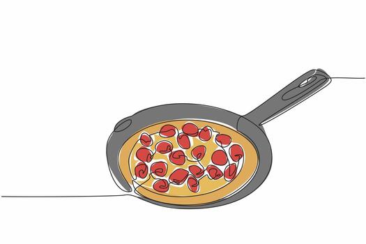 soltero continuo línea dibujo frambuesa popover con no palo pan envase. alto fibra postre. bueno para digestión. hecho en casa. nacional frambuesa popover día. uno línea diseño ilustración vector