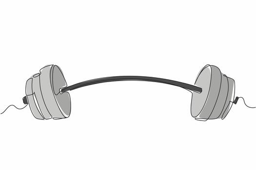 Single continuous line drawing curved barbell. Weight lifting training objects. Exercise builds muscle. The barbell is lifted with both hands. National Fitness Day. One line design illustration vector