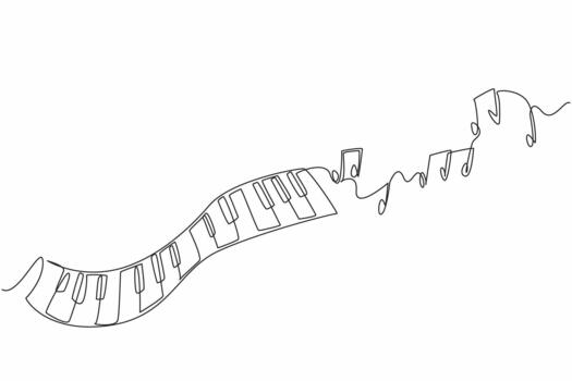soltero uno línea dibujo ondulado piano llaves y algunos escamas. un creativo visualización. diferente escamas Produce diferente ritmos internacional jazz día. continuo línea diseño ilustración vector