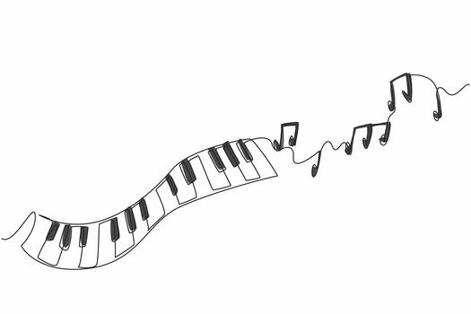 soltero uno línea dibujo ondulado piano llaves y algunos escamas. un creativo visualización. diferente escamas Produce diferente ritmos internacional jazz día. continuo línea diseño gráfico ilustración vector
