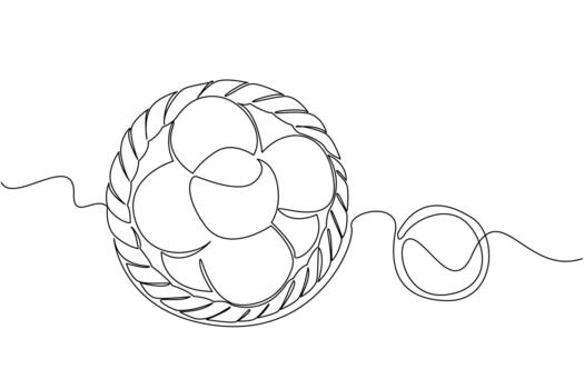 Single continuous line drawing buttermilk biscuits on a rattan wicker plate with a glass of orange juice. Freshness when devouring. National Buttermilk Biscuit Day. One line design illustration vector