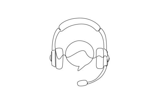 Single continuous line drawing customer support symbol. Working helping customers via phone. Helping from a distance. Job. International Customer Support Day. One line design illustration vector