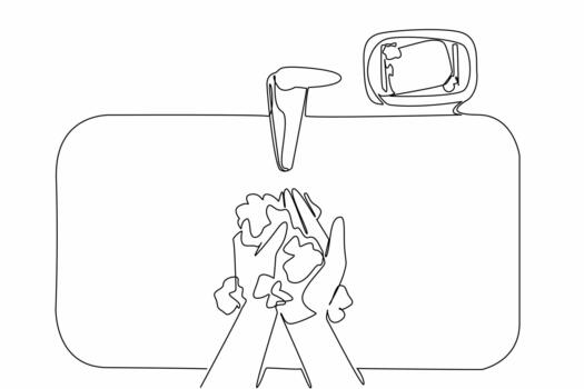 Single continuous line drawing a pair of hands being washed in the sink with soap bar. Actions to prevent the spread of the virus. Protect. World Hand Hygiene Day. One line design illustration vector