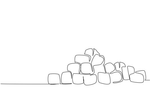 Continuous one line drawing a large pile of croutons. The distinctive texture is a loyal complement to food. Savory. Salty. Delicious. National Crouton Day. Single line draw design illustration vector