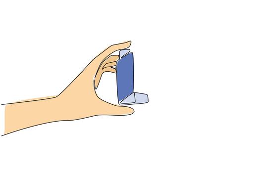 continuo uno línea dibujo mano participación asma inhalador. primero ayuda SIDA ayuda evitar asma en pequeño tamaños ayuda proporcionar Fresco aire. mundo asma día. soltero línea dibujar diseño vector