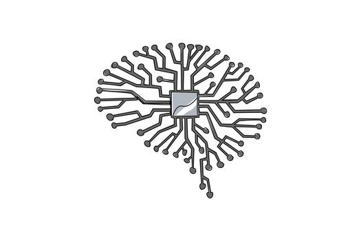 Single continuous line drawing brain shaped circuit board. Artificial intelligence technology. Brains controlled by software. Capable. National Technology Day. One line illustration vector