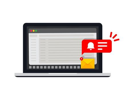 nuevo correo electrónico mensaje notificaciones en computadora pantalla. ilustración valores ilustración vector