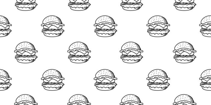 sin costura modelo de un queso hamburguesa o hamburguesa. hamburguesa modelo. garabatear rápido comida hamburguesa sin costura modelo antecedentes. garabatear hamburguesa modelo antecedentes. vector