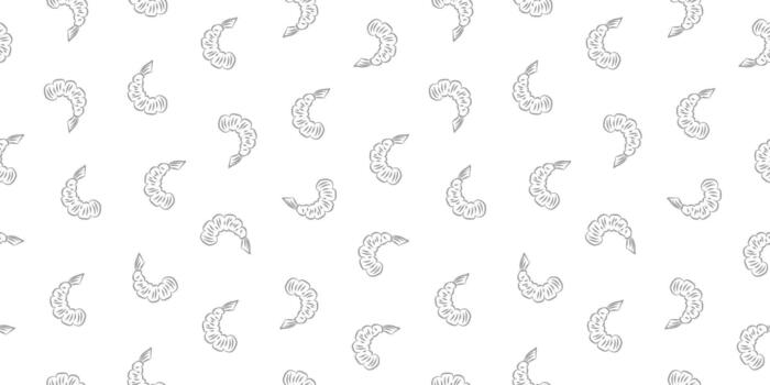 Seafood Pattern Design. Shrimp Seamless pattern Background. Crunchy Tempura Doodle Pattern. Prawn Tempura Pattern. Seamless Tempura Shrimp Doodle Pattern background. vector