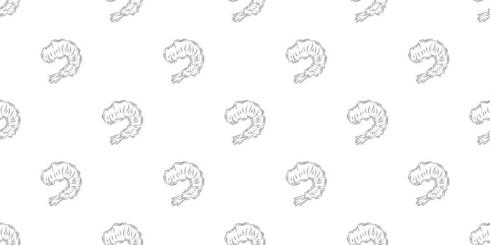 Crunchy Tempura Doodle Pattern. Prawn Tempura Pattern. Tempura Shrimp Doodle Pattern background. Seafood Pattern Design. Shrimp Seamless pattern Background. Crispy Shrimp Tempura Background. vector